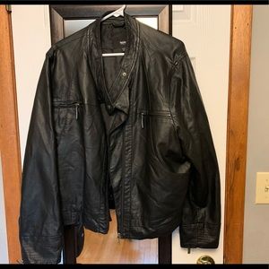 Faux leather zipper detail jacket